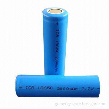 3.7V 2,000mAh 18650 Size Li-ion Battery Cell, CE, UL, RoHS, UN38.3 Listed, Fast Delivery